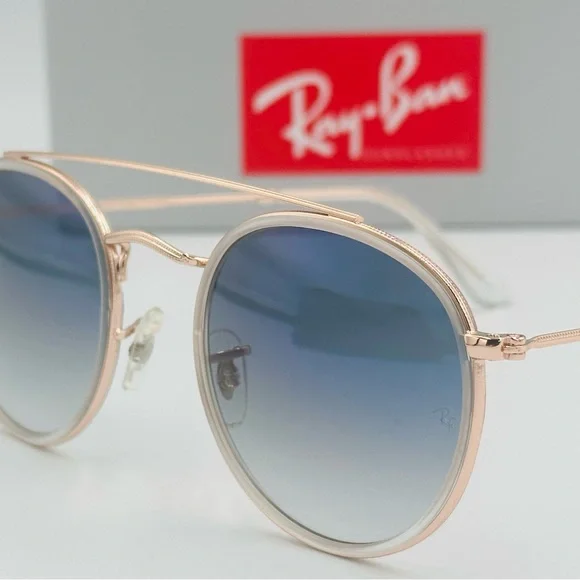 Ray-Ban Unisex Sunglasses Round RB3647N 51-22-145 Copper w/ Gradient Blue Lens